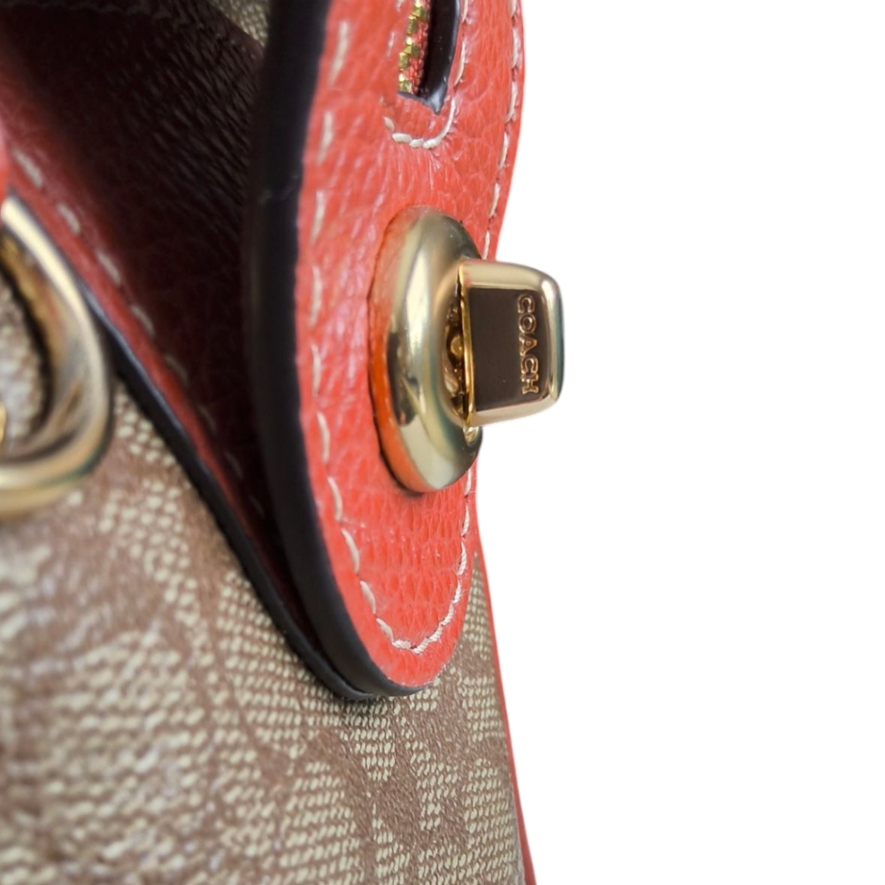 Coach Millie Satchel in Colorblock - Signature C Khaki and Terracotta - Picture 10 of 14